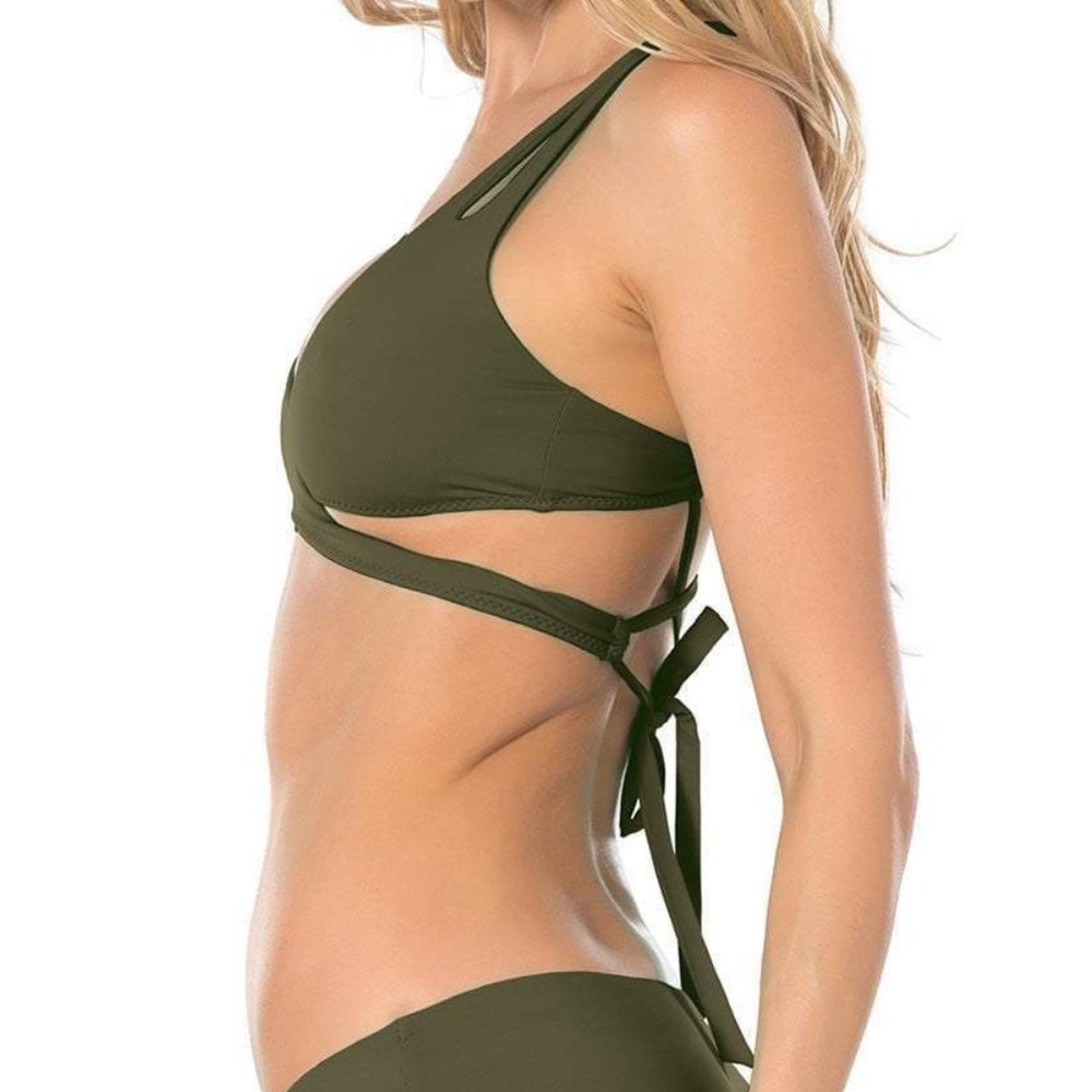 BECCA Swim Deep Green Wrap Bikini Top